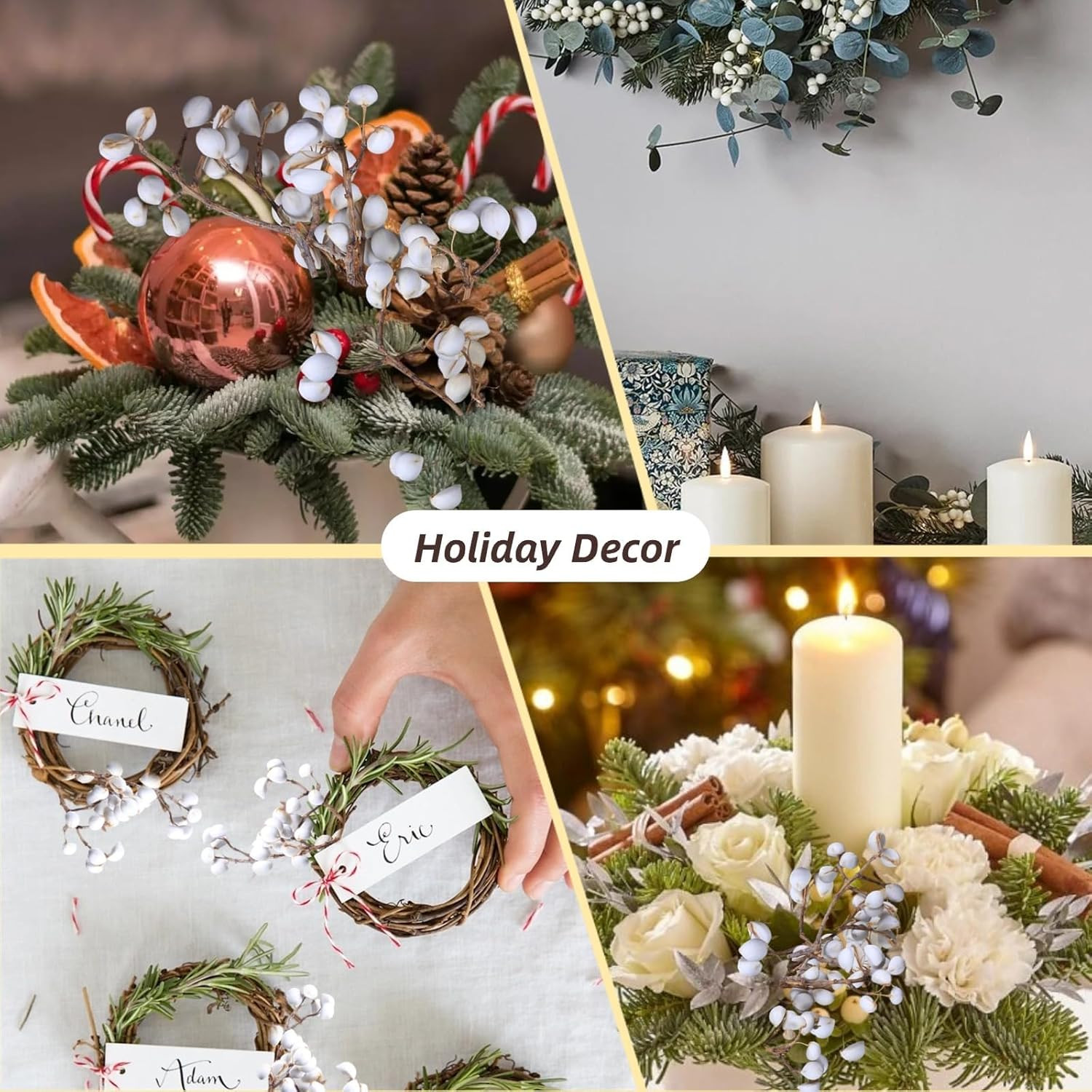 220g Tallow Berries Dried Christmas Decor- 17″ Natural Stem Wedding Floral Decor