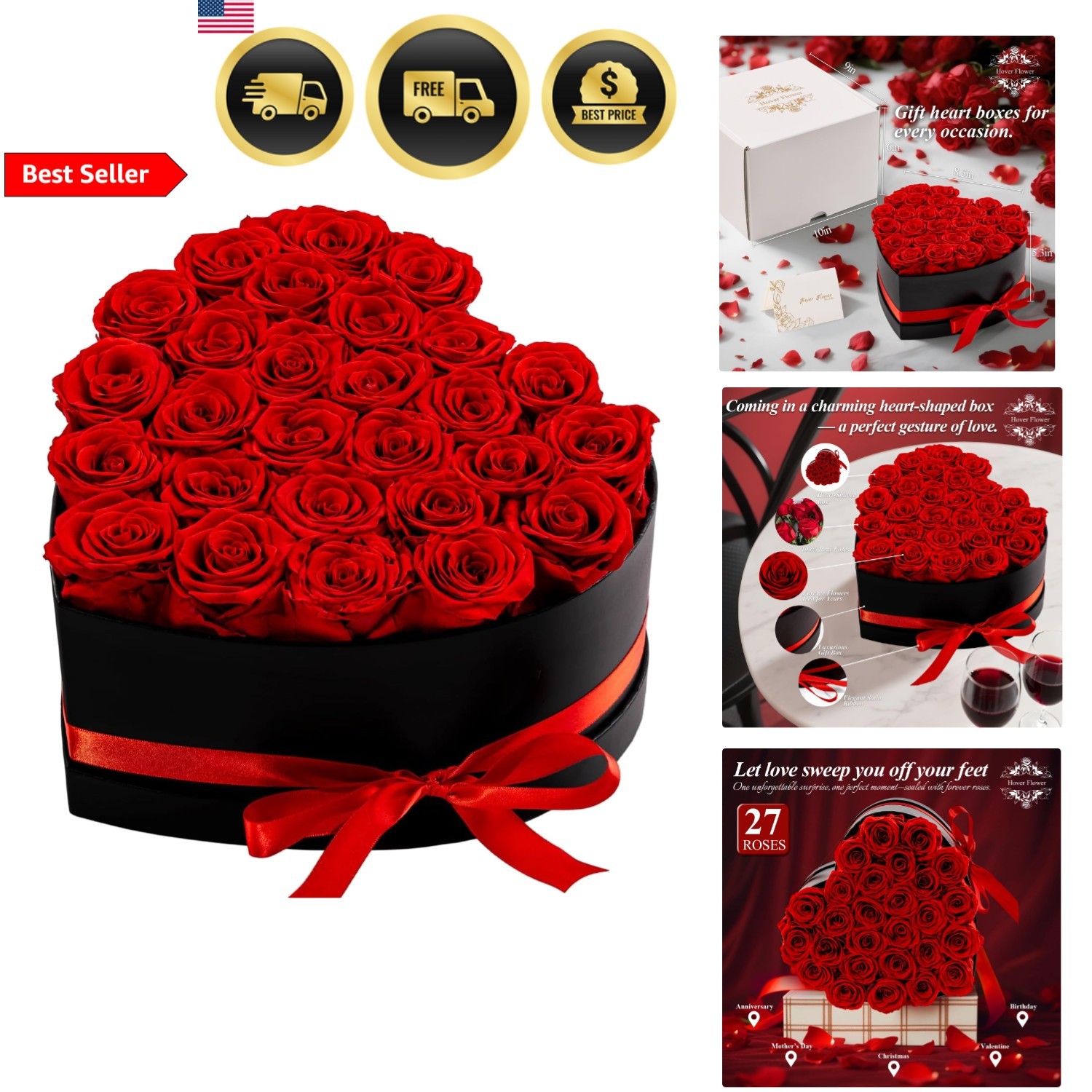 Eternal Roses Flowers for Delivery Forever in a Box Valentines Gift for Her