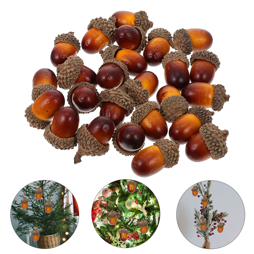 25 Pcs Artificial Fall Nut Acorn Decorative Acorns Simulation Decors