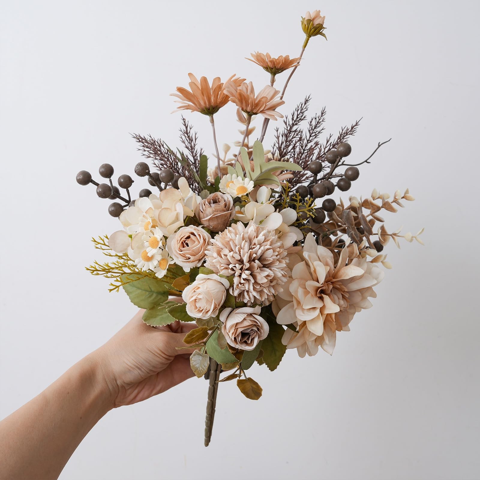 16-inch Artificial Fake Flowers Silk Table Arrangements Faux Plastic Floral C…