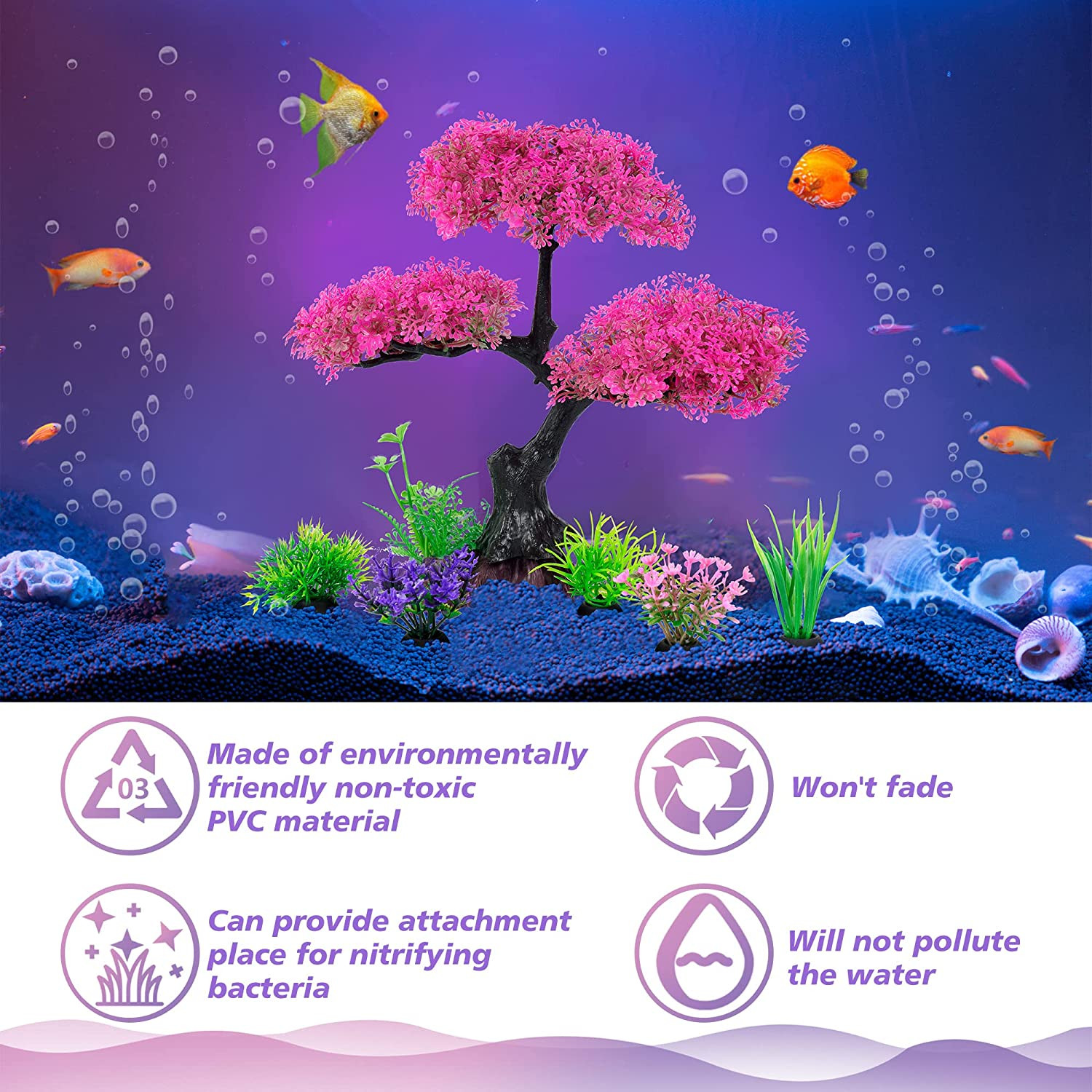 Aquarium Artificial Plastic Plants Decoration Aquarium Decor Set Fish Tank Decor