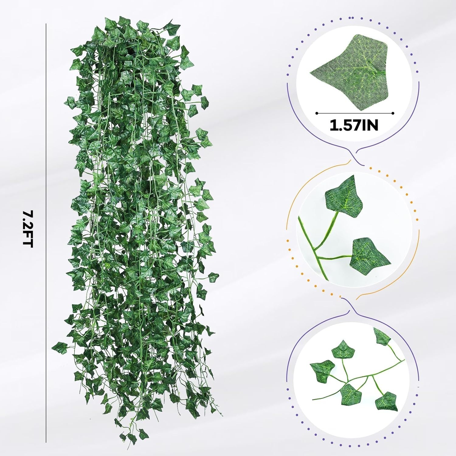 7 Feet Long Fake Ivy Vines, 18 Pack – Ideal for Weddings, Parties & Home Decor