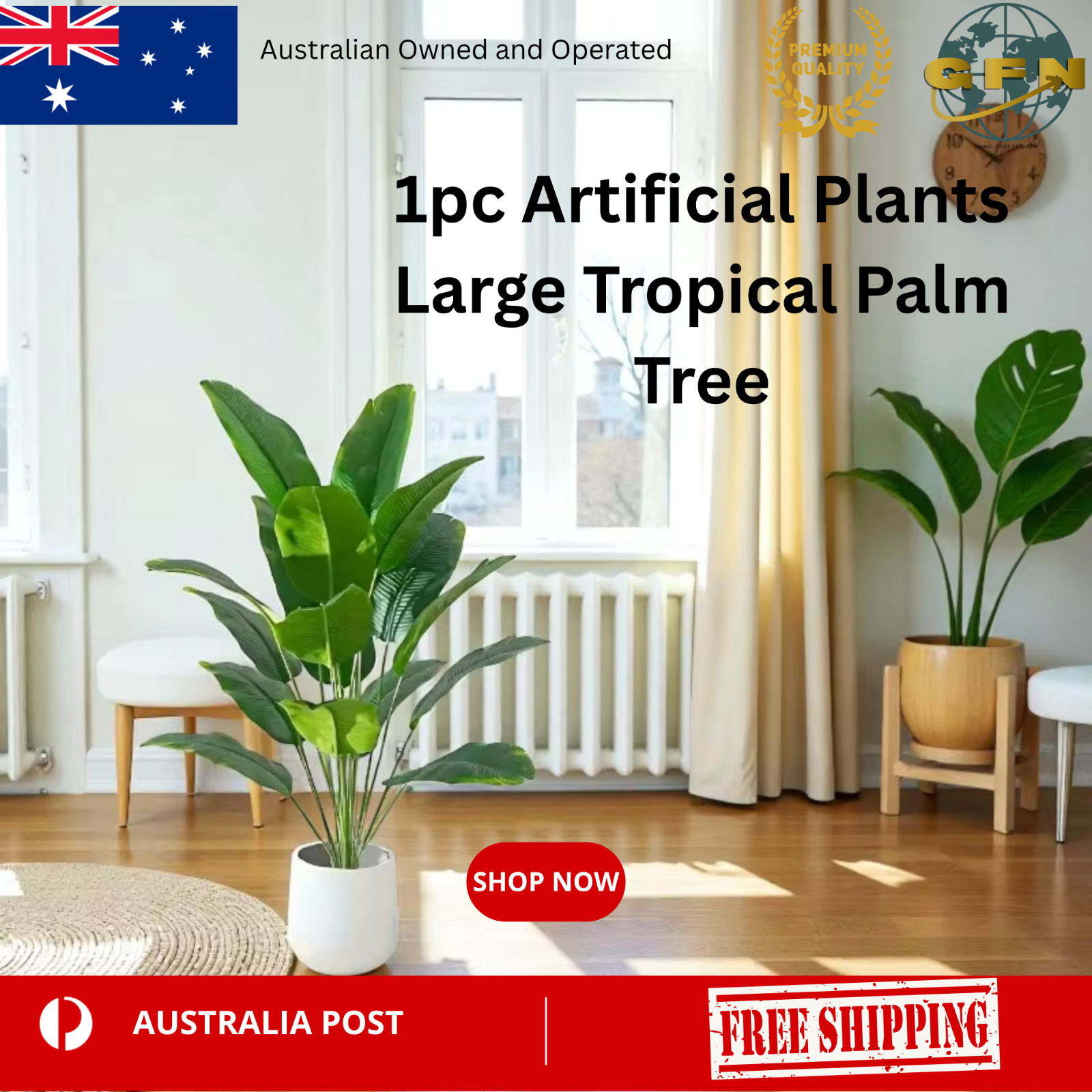 Artificial Palm Tree Plant Large Tropical Monstera Banana Leaves Faux Home Decor