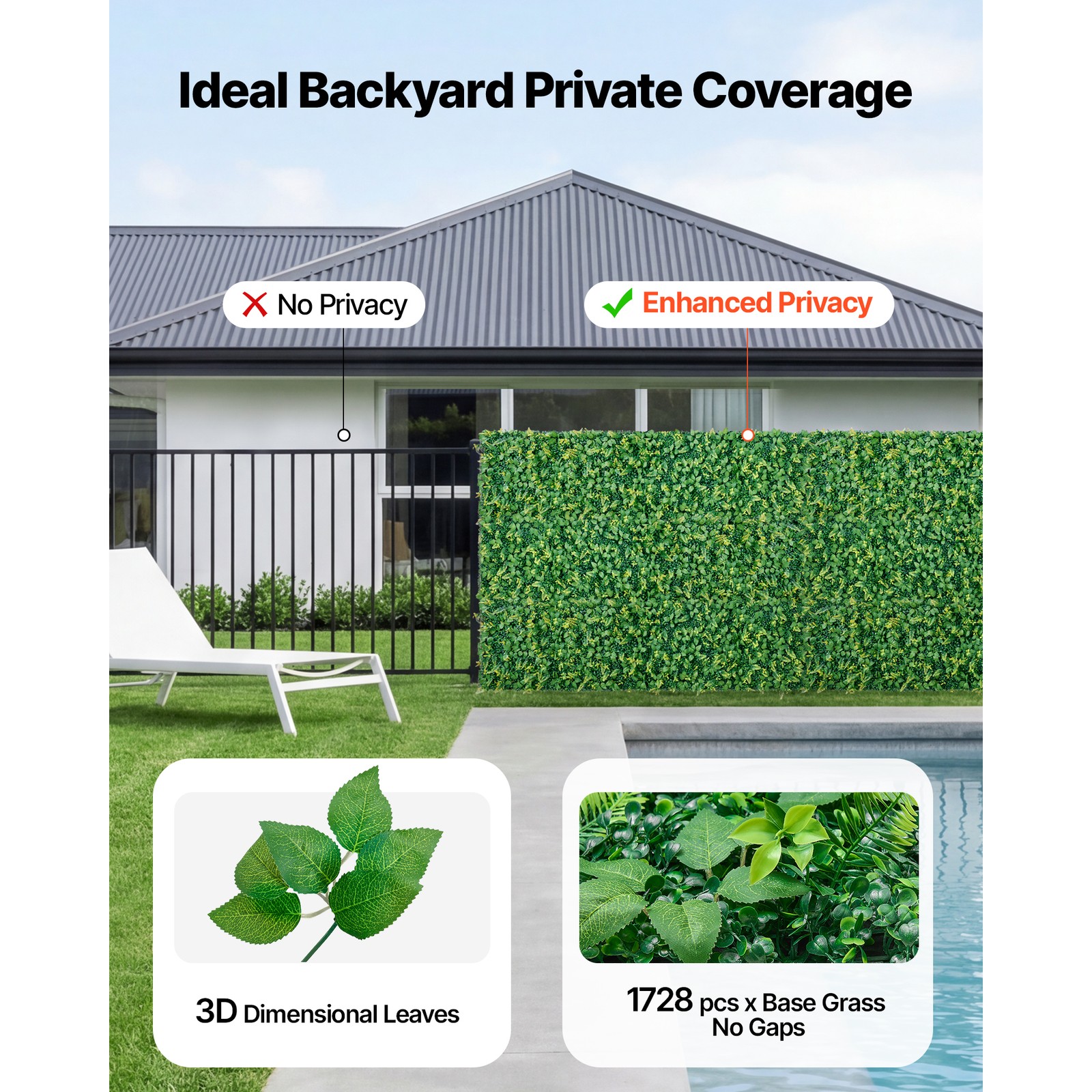 Uimoso Artificial Greenery Wall Panels 4PCS 2 x 8 ft Boxwood Screen for Patio
