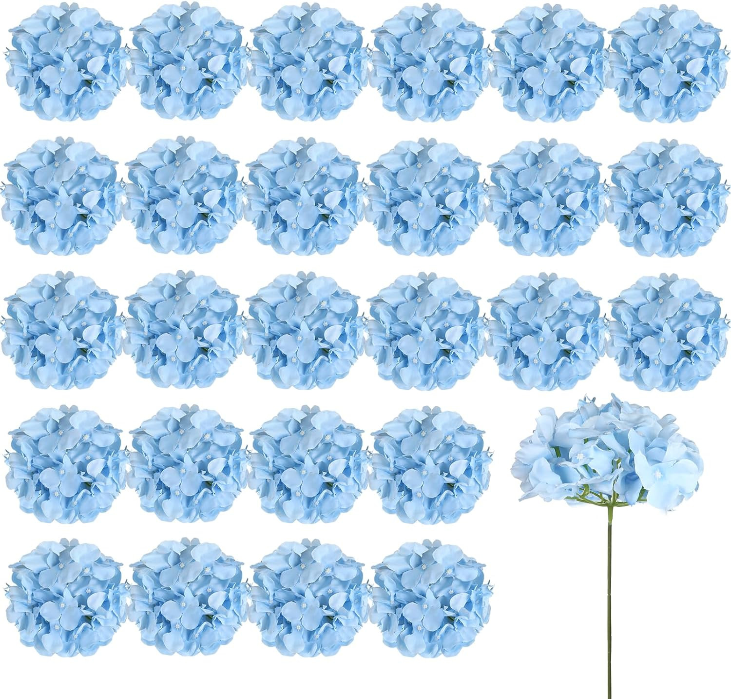 104 PCS Artificial Hydrangea Flowers, Silk Hydrangea Artificial Flowers Heads wi