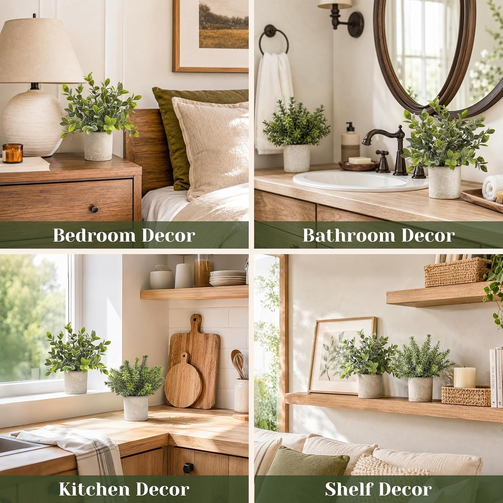 Artificial Eucalyptus Plants 3 Pack Mini Potted Plastic Farmhouse Decor for Home