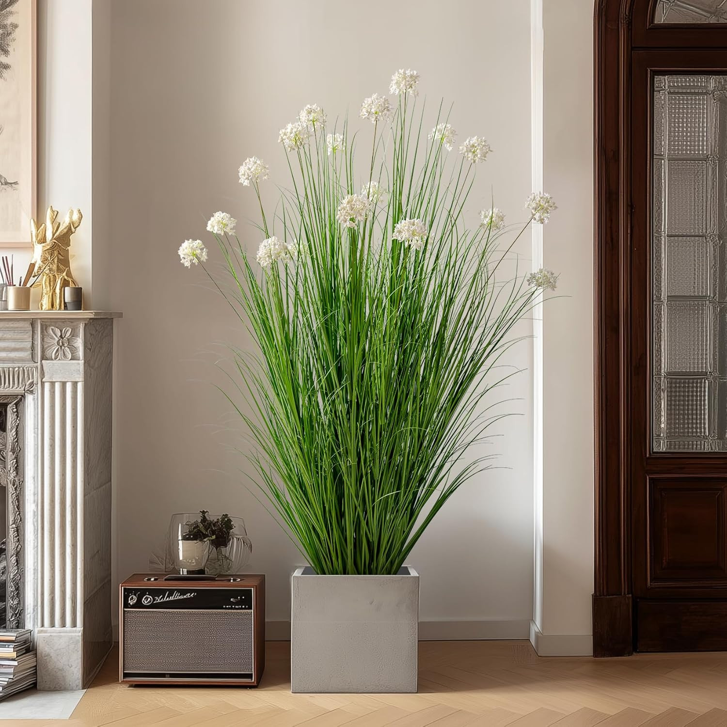 57″ Lifelike Tall Grass & Dandelion Flowers – Non-Toxic Indoor Decor Plant