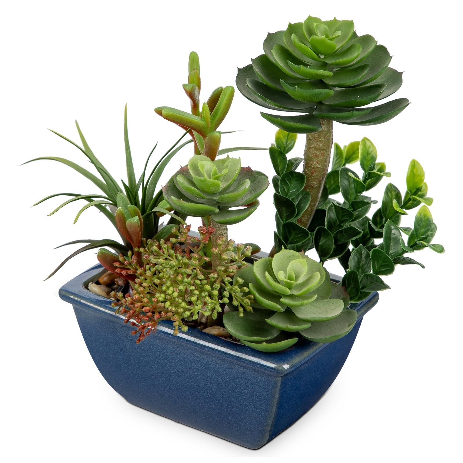 Assorted Small Faux Succulents in Glazed Ceramic Pots – Perfect Desk & Home Deco