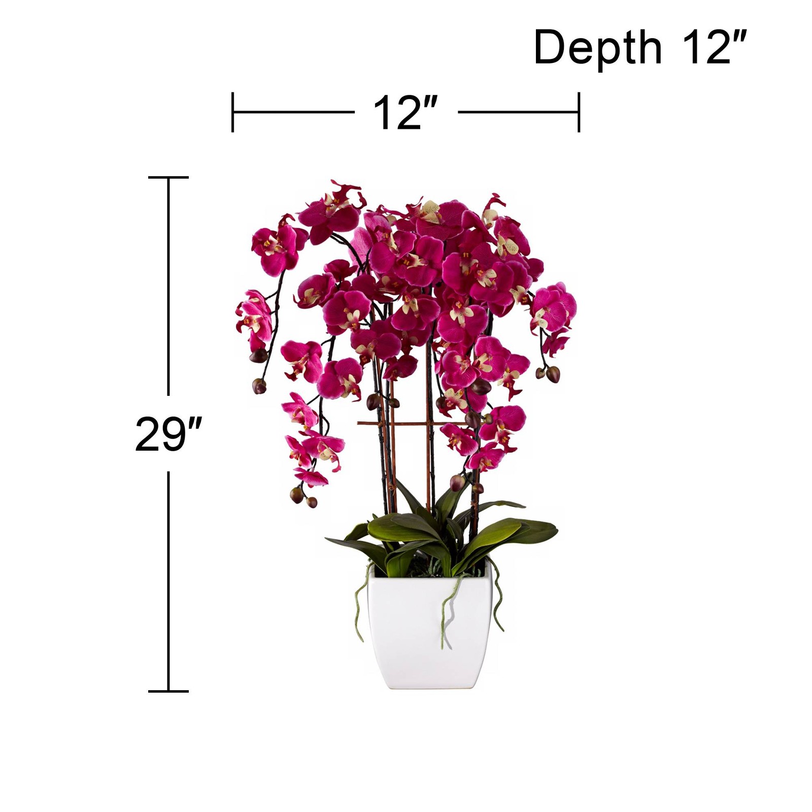 Potted Faux Artificial Flowers Realistic Purple Fuchsia Orchid in Pot Home Decor