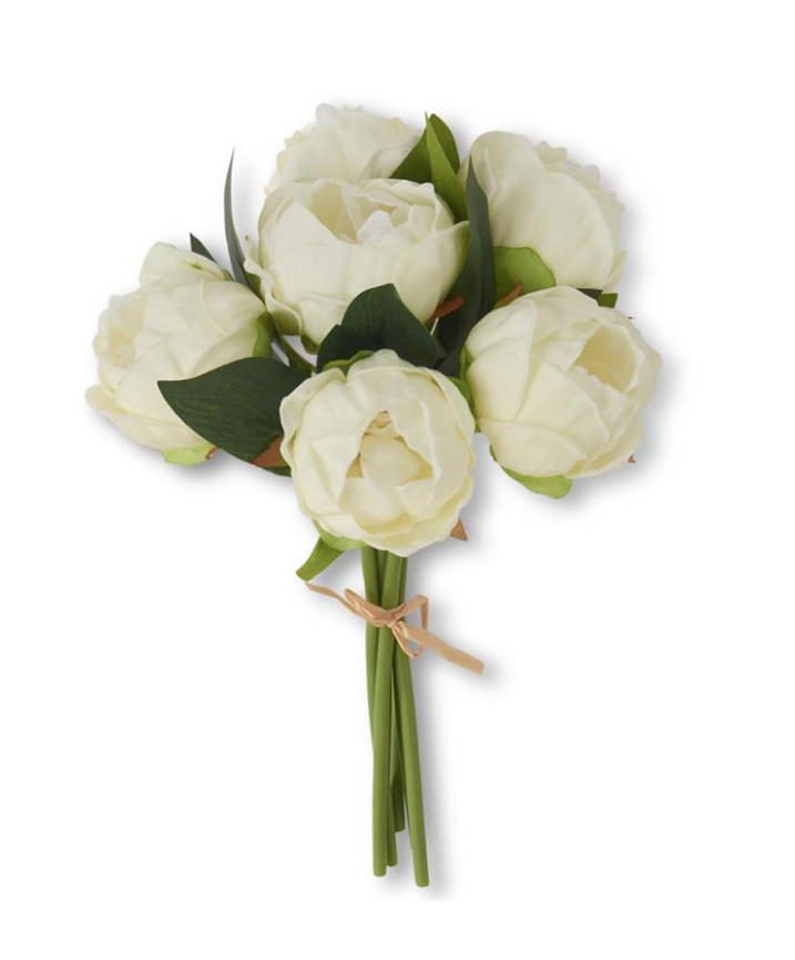 Real Touch Artificial Peony Flowers Arrangement Wedding Bouquet – White