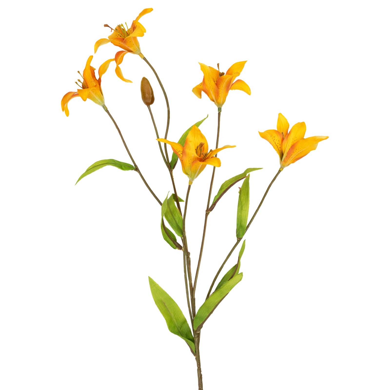 Two-Tone Tiger Lily Artificial Floral Spray – 26″ – Mustard Yellow and Orange