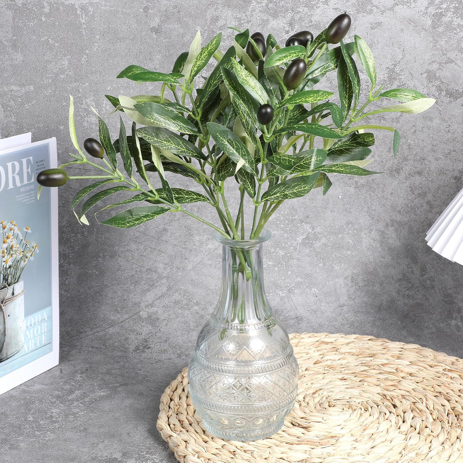 5 Pcs 11″ Faux Olive Tree Branches for Home Decor & Wedding Centerpieces