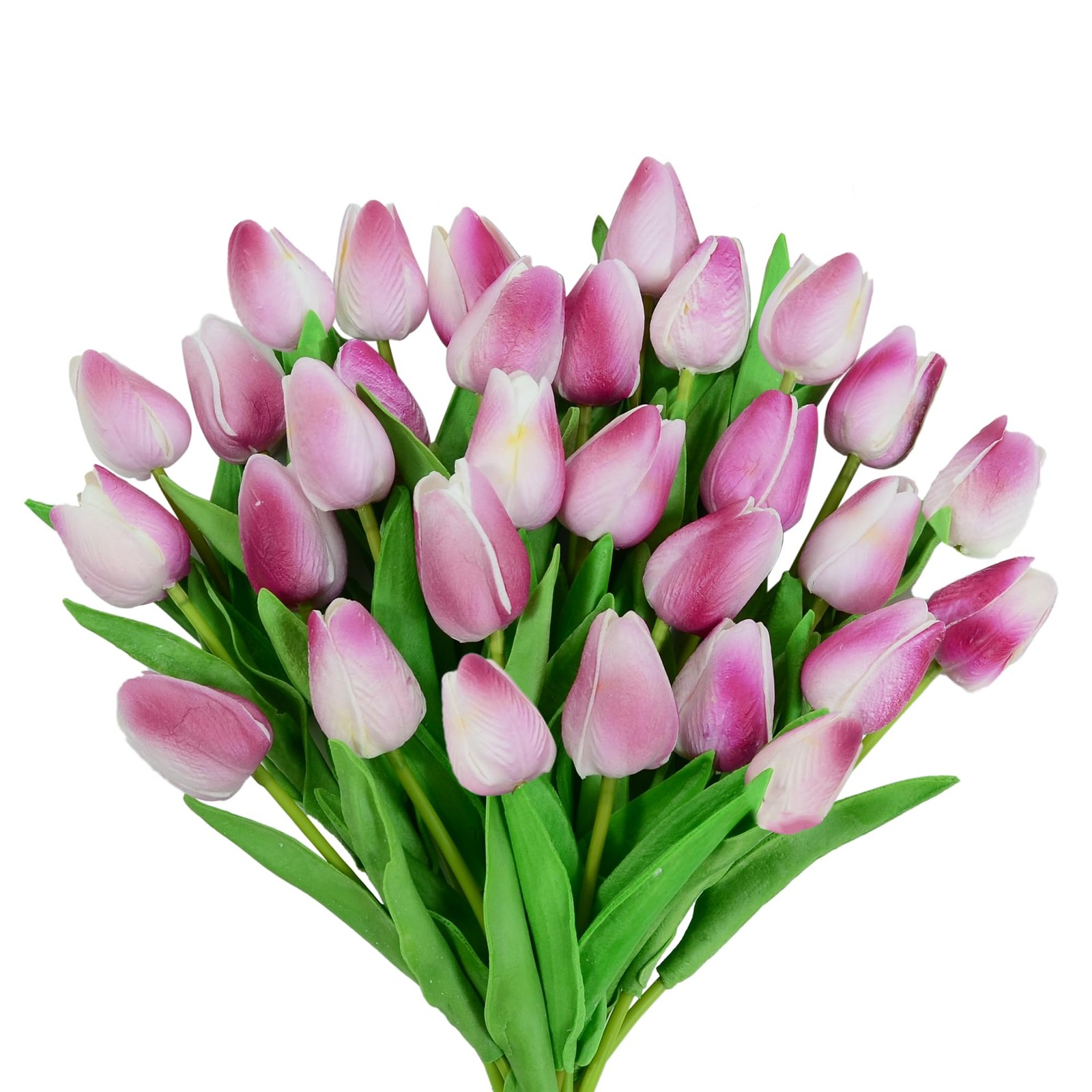 30pcs Rose Red Tulips Artificial Flowers 13.4″ Artificial Silk Flowers Fake T…