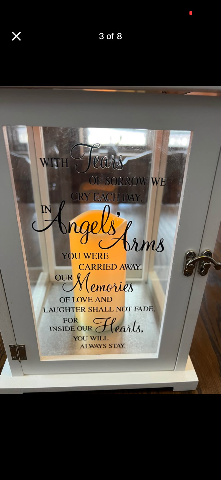 Memorial Lantern White with Copper Top – Gift, Sympathy, or Funeral