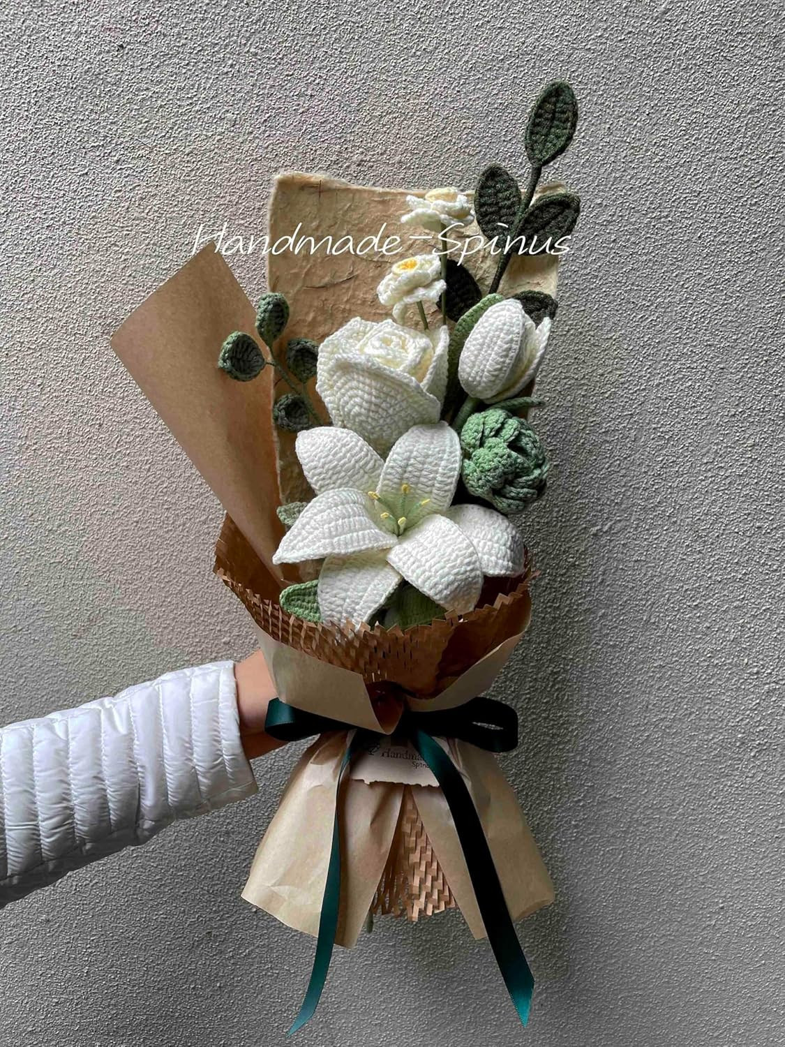 Luxury Handmade Crochet Flower Bouquet – Eternal Lily & Roses Gift