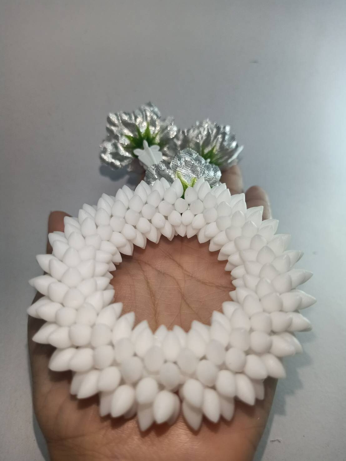 Pair Gold Silver Flower Fabric Plastic Garland Round Malai Jasmine Artificial mi