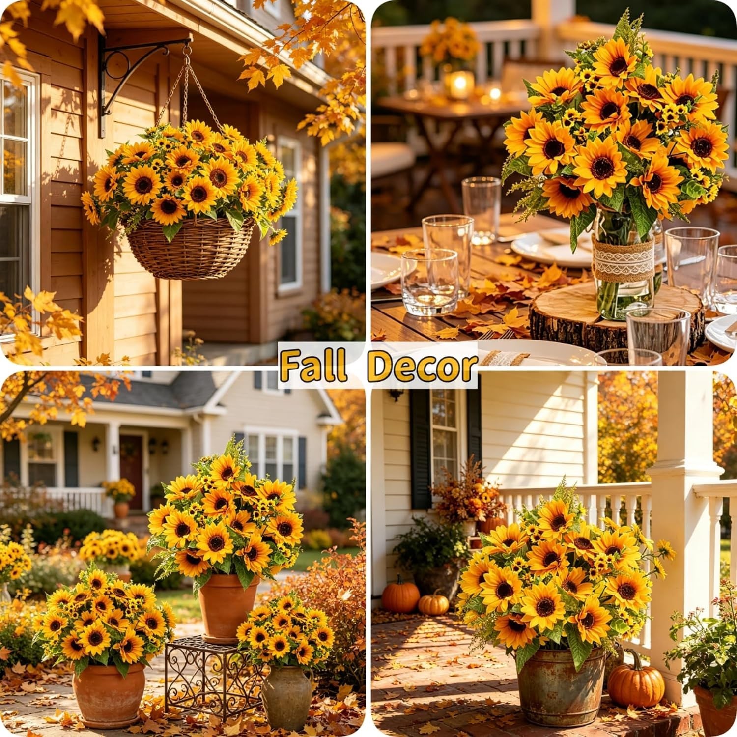 Luxurious 2 Bunches of UV Resistant Silk Sunflowers, Perfect for Home or Parties