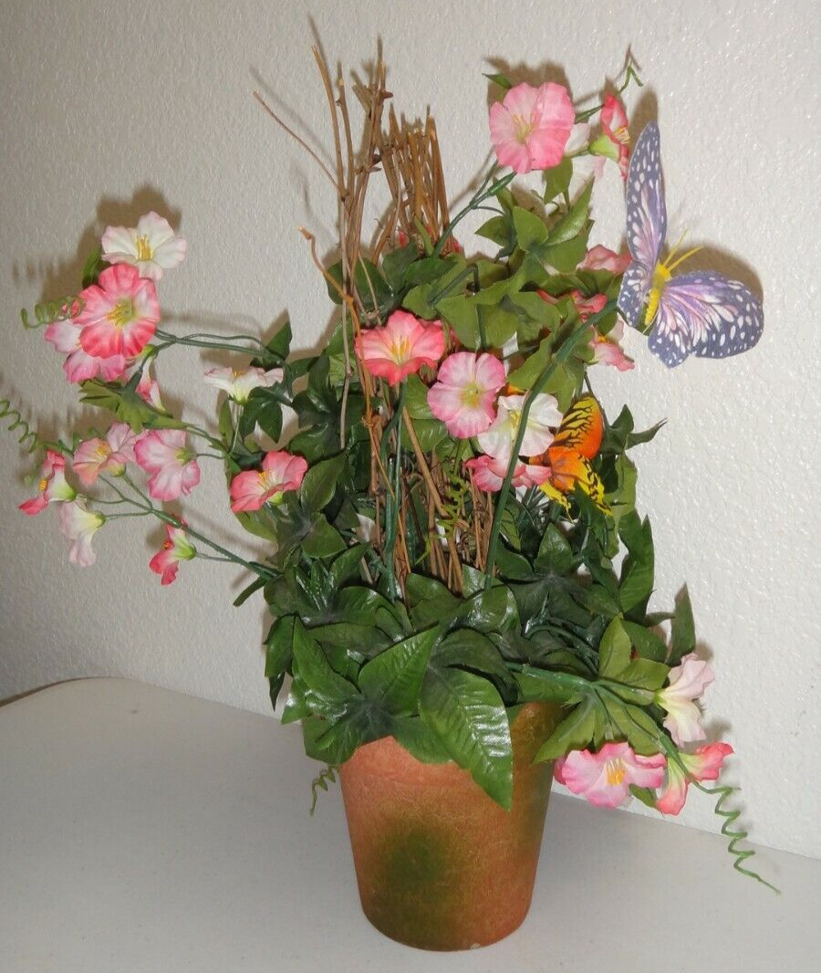 Artificial Potted Flowers & Butterflies Height :16 inches Floral Home Décor
