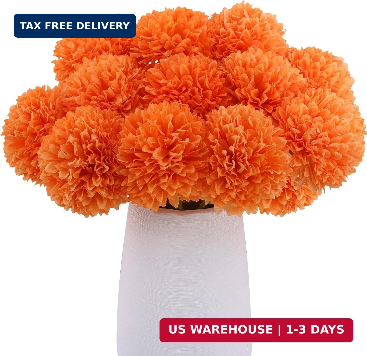 Rowfad 12 Pcs Artificial Chrysanthemums Fall Flowers Silk Orange Marigolds Flowe