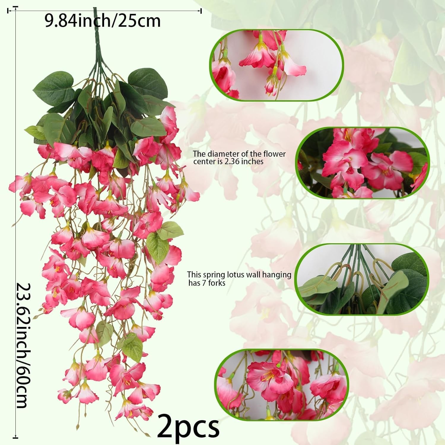 2 Pcs Fake Hibiscus Flowers for Outdoors Artificial Hanging Plants Realistic …