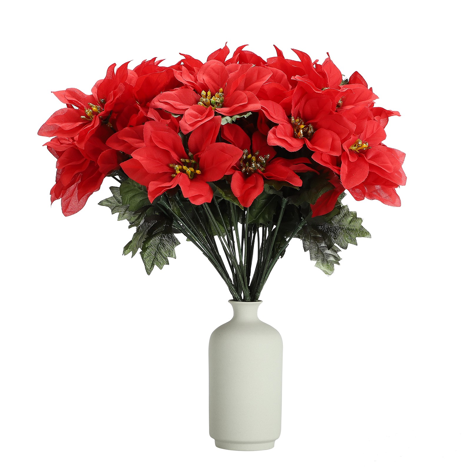 6 Branches Red Poinsettia 37cm Artificial Christmas Flower Decor
