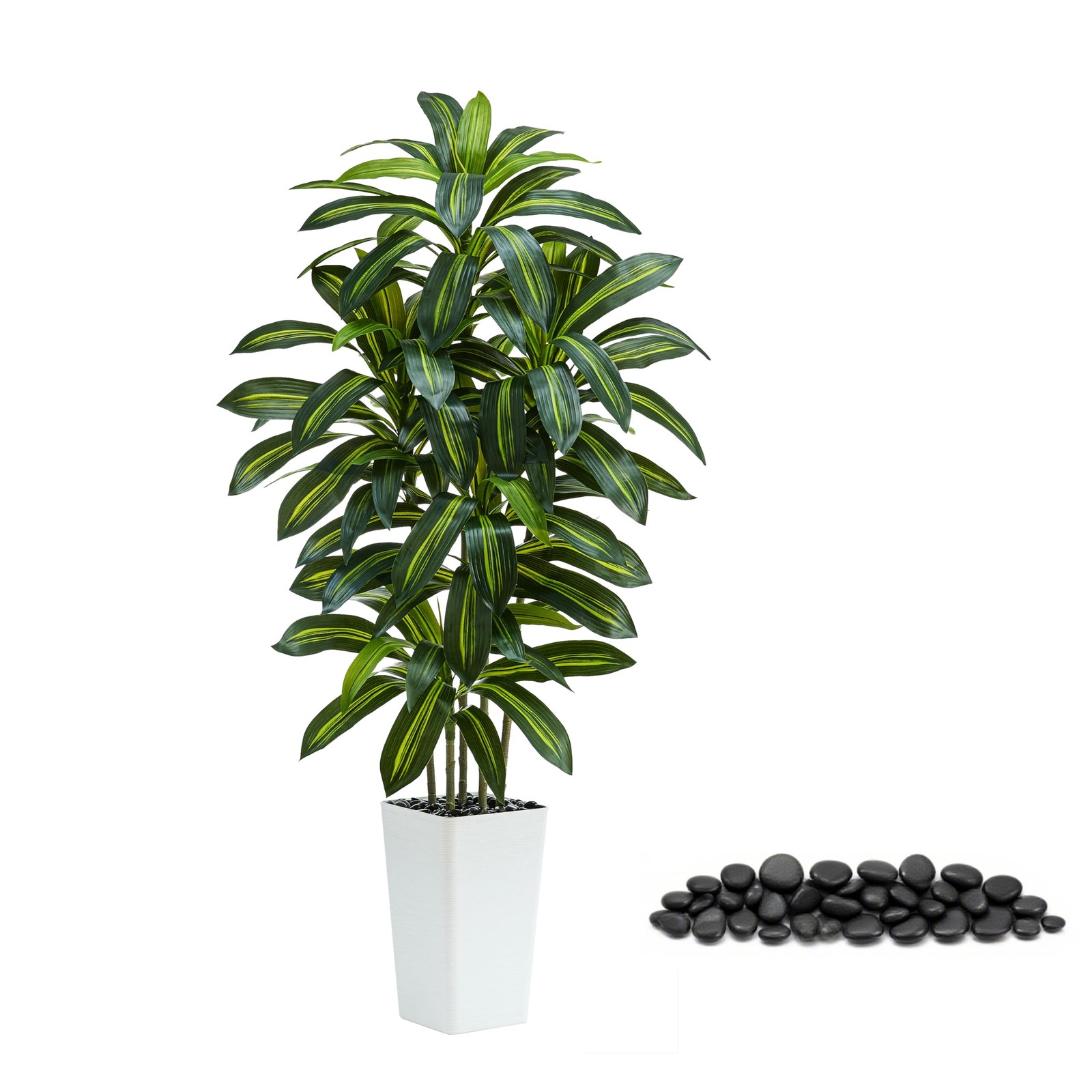 Artificial Dracaena Tree：5FT Faux Silk Tropical Yucca Floor Trees Realistic F…