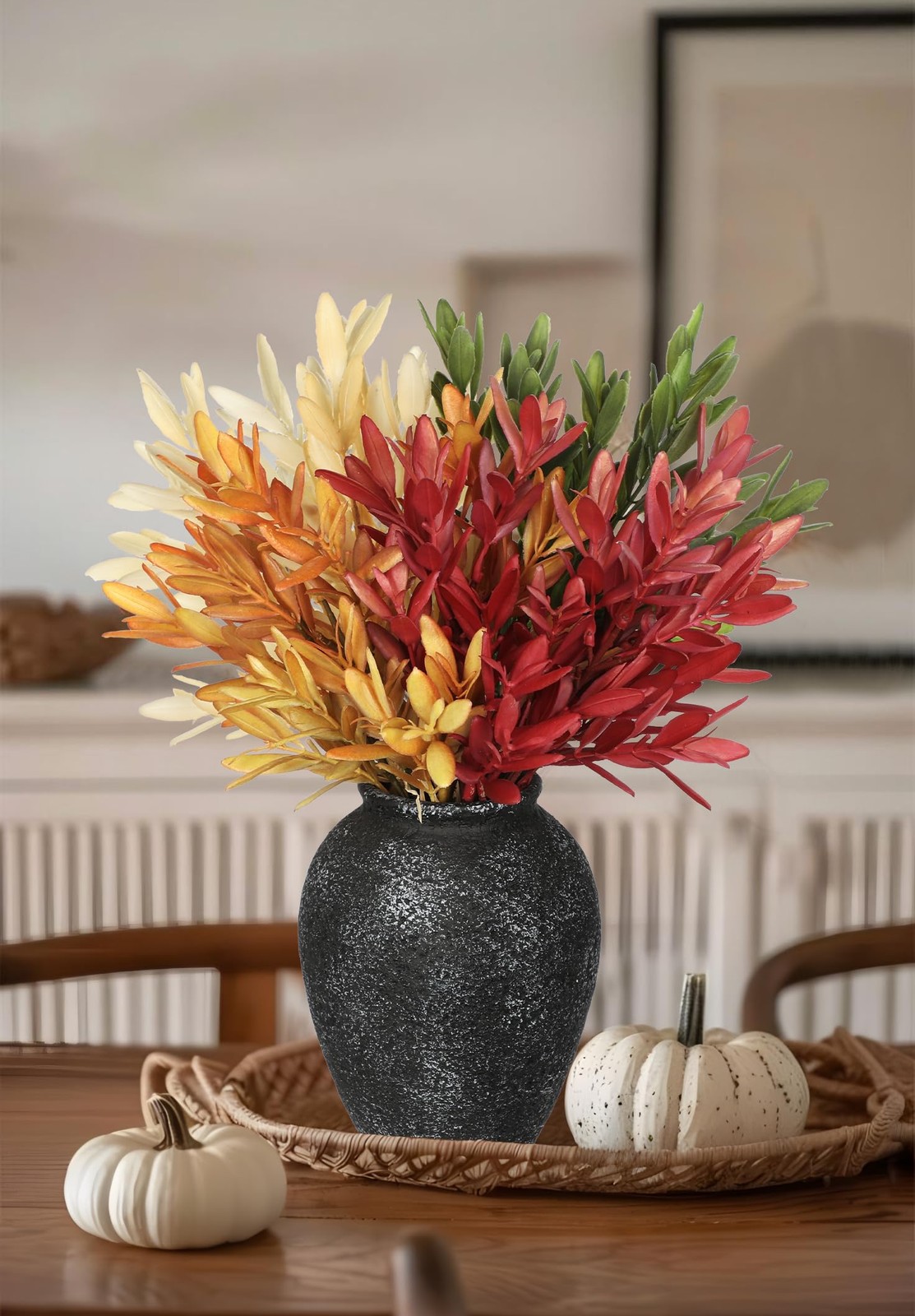 5 Stems Artificial Fall Greenery – 14.6″ Olive Leaf Stems for Autumn Floral A…