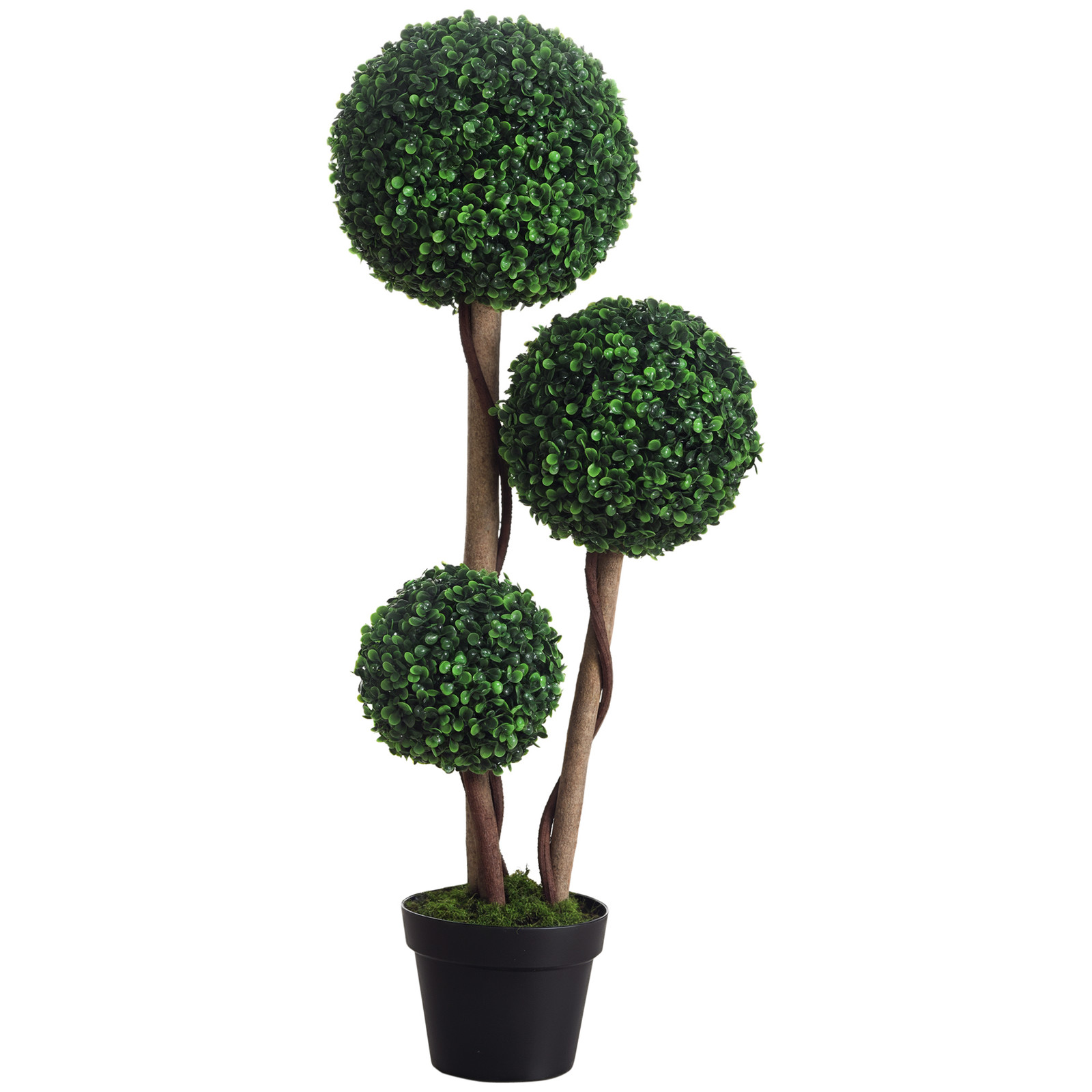 HOMCOM Artificial Tree Ball Boxwood Topiary for Indoor Outdoor, 35.5″