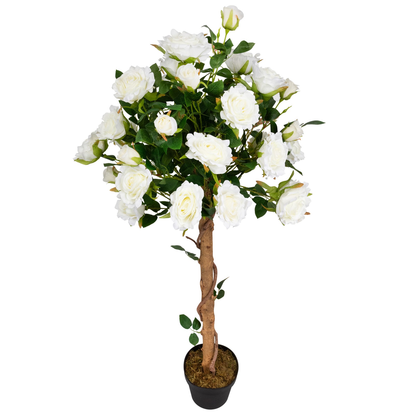 Northlight 49.5″ Green and White Potted Floral Artificial Rose Garden Tree