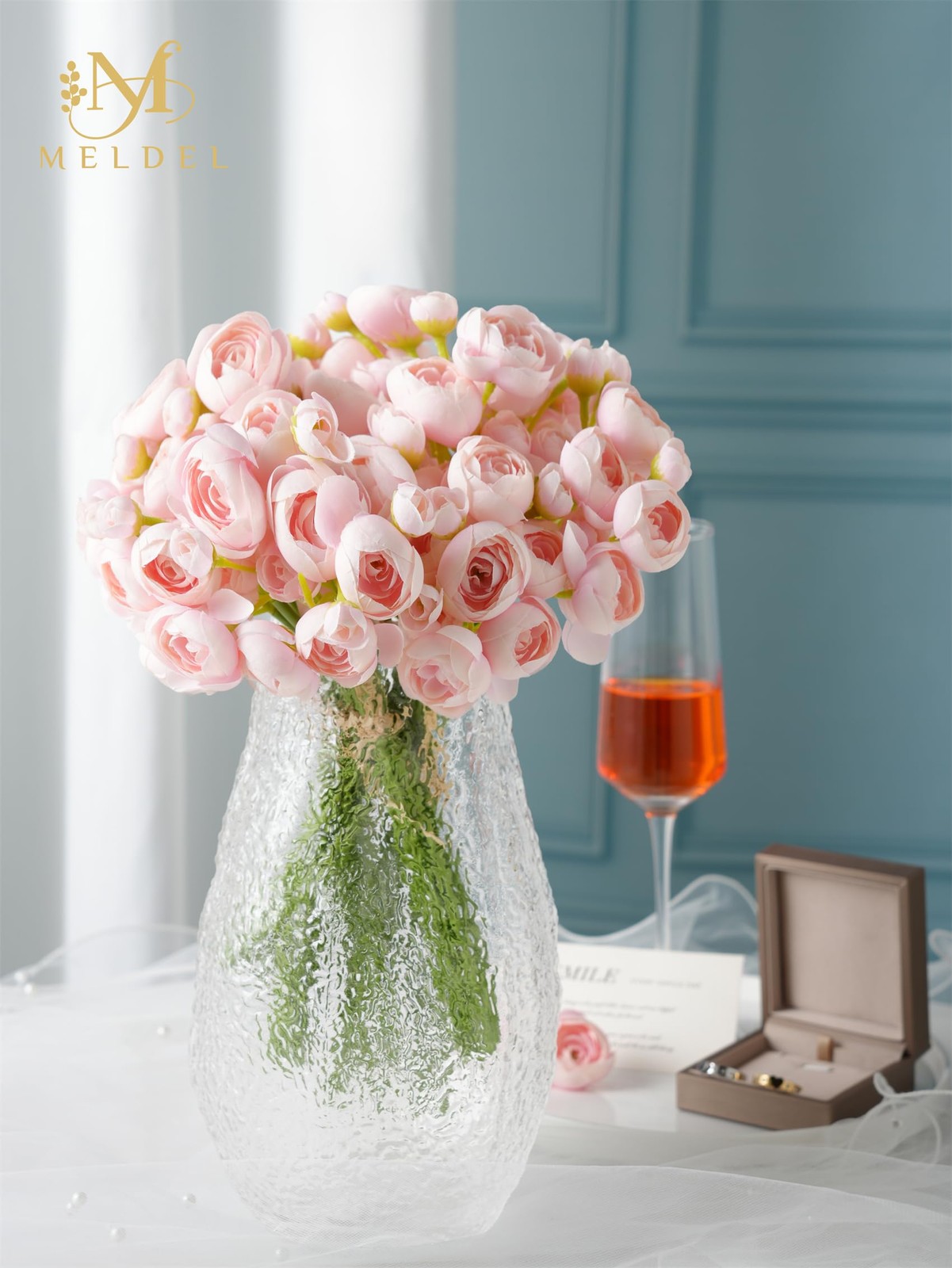 32 PCS Ranunculus Artificial Flower Faux Silk Mini Pink Peony Wedding