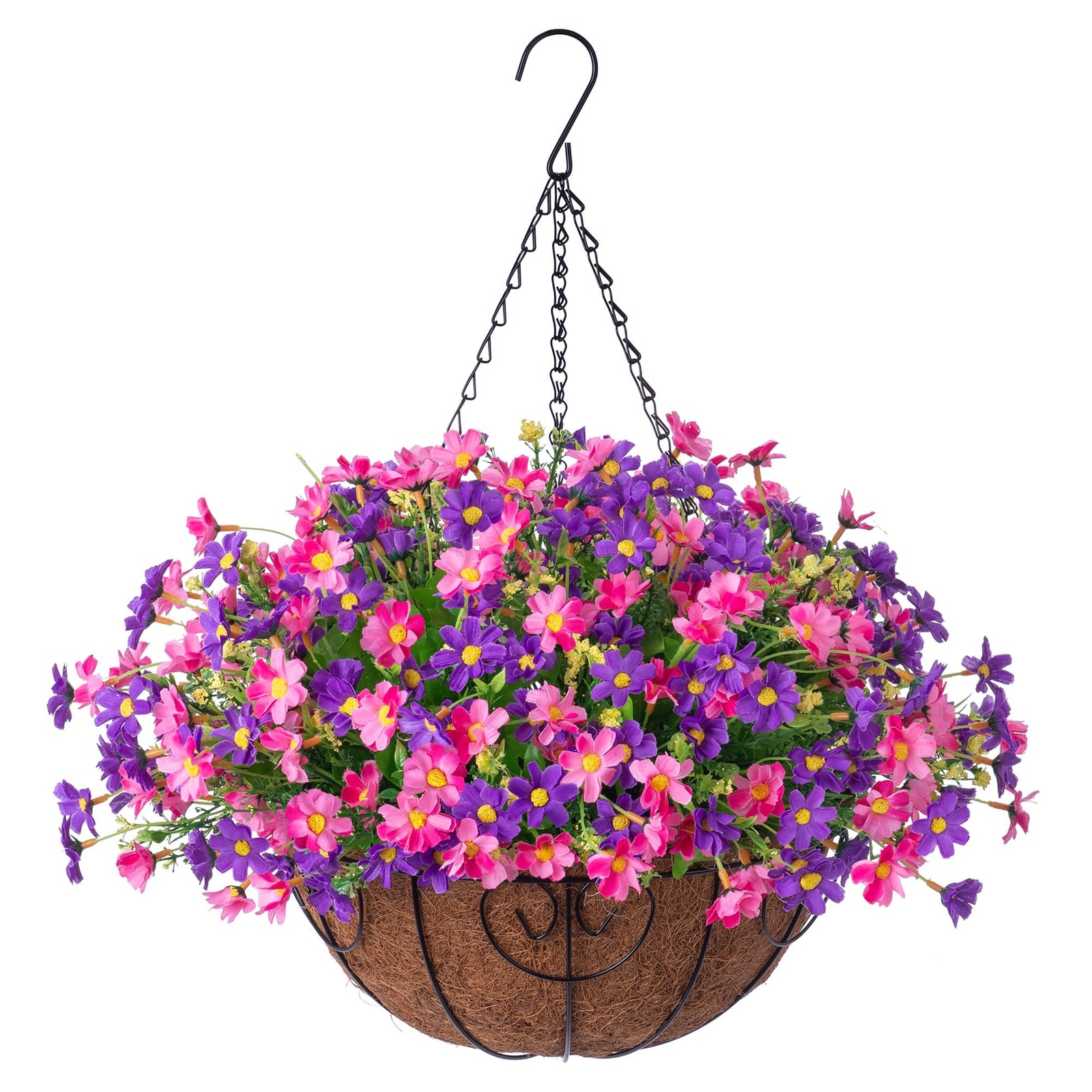 ARTIFICIAL HANGING FLOWERS BASKET FOR PATIO GARDEN PORCH DECK SPRING SUMMER DECO