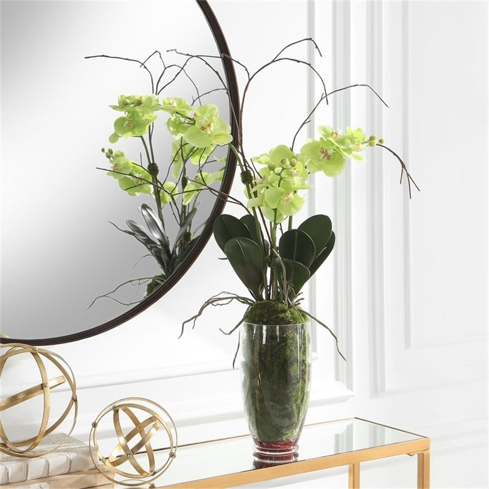 Maklaine Contemporary Polyester Polyfoam and Plastic Orchid in Green