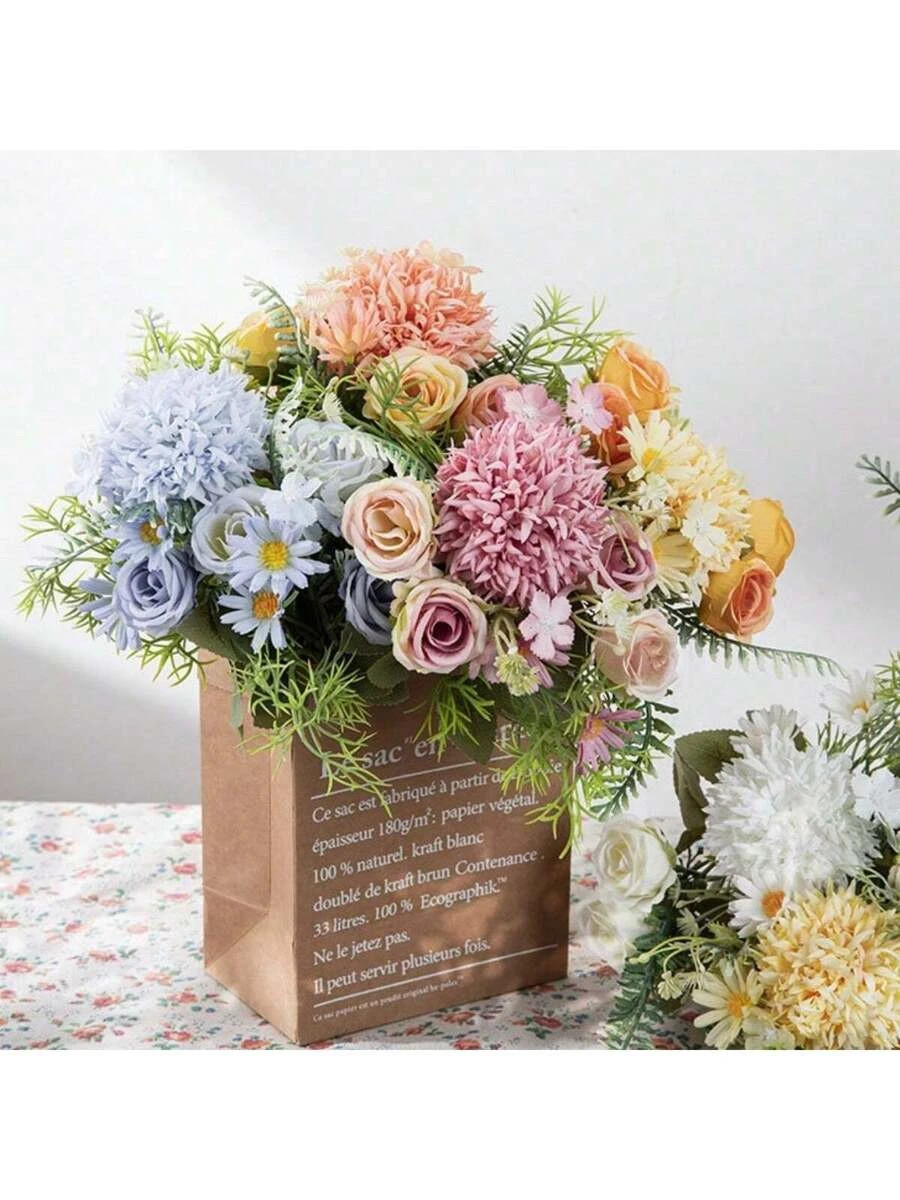 4 Pack Artificial Hydrangea Rose Flowers 11.6in Wedding Home Decor