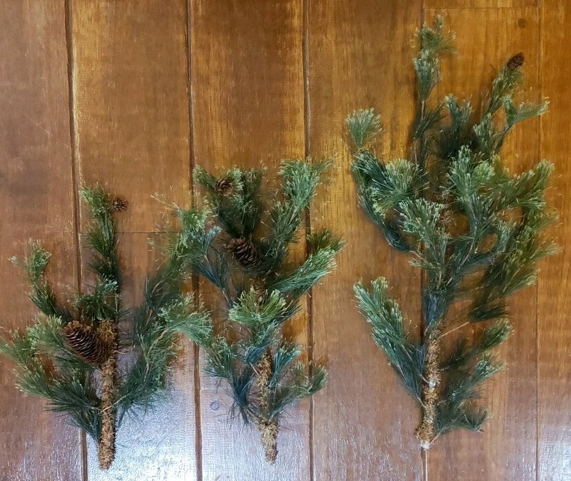 3 Realistic Green Pine Pinecone Wreath Christmas Filler Decor Branches 19″ PLUS