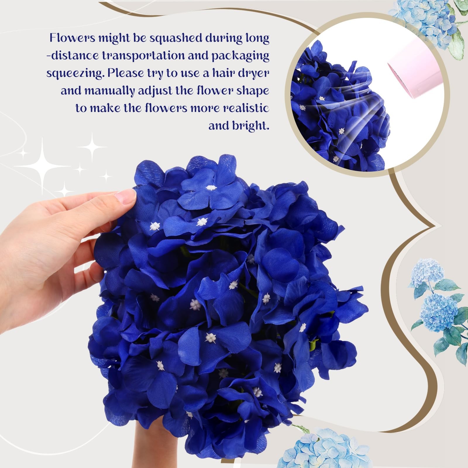 6 Set Artificial Hydrangea Flowers and Plastic Vases Set Centerpieces Table D…
