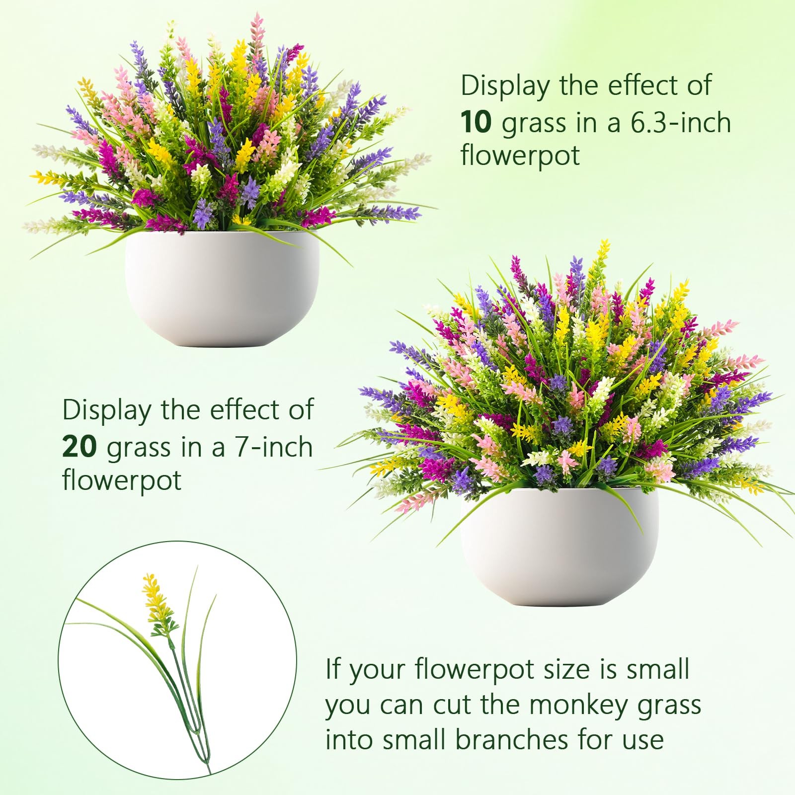 N&T NIETING 10 Bundles Artificial Plants Outdoor Fake Monkey Grass with Flowe…