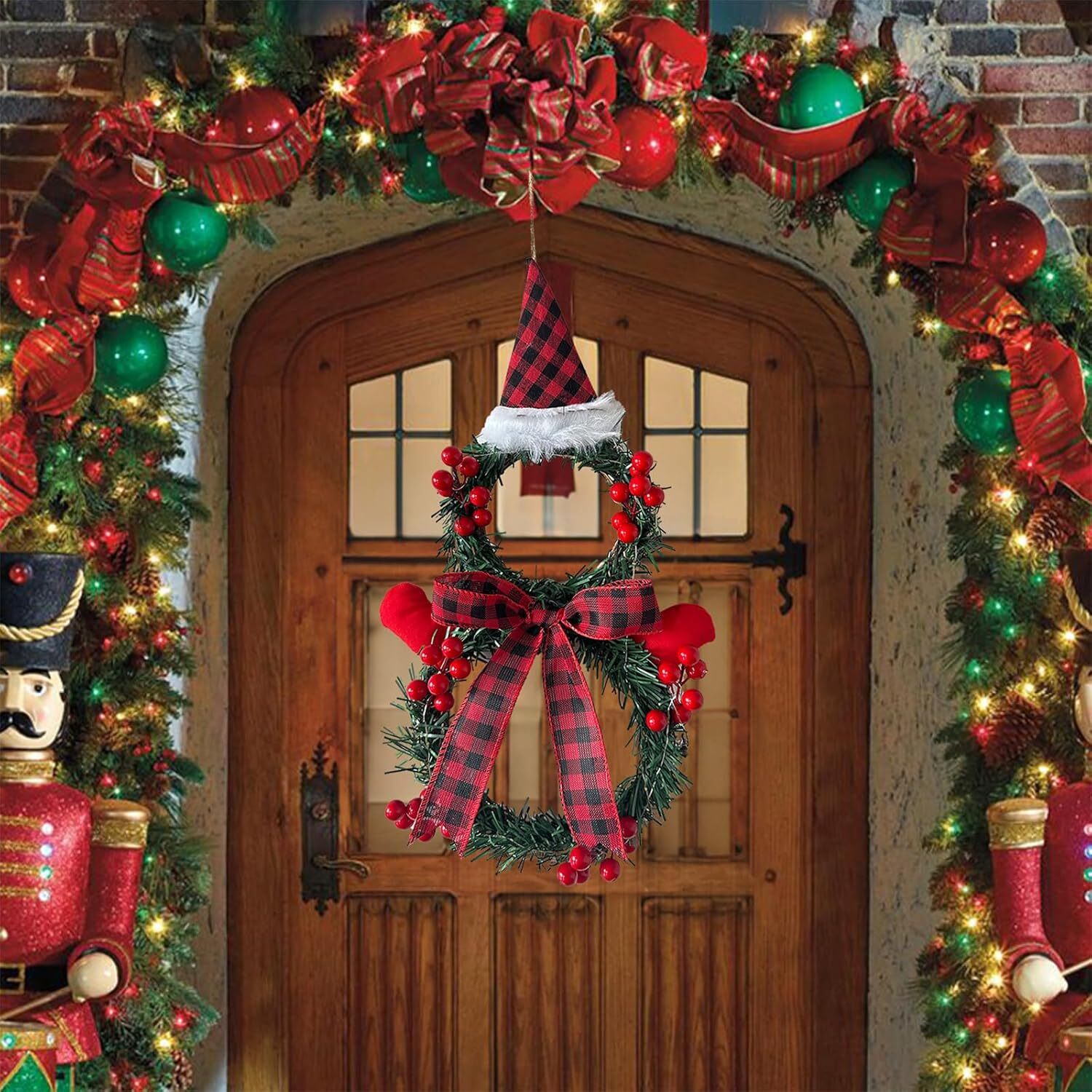 Christmas Wreath Hat with Lights – Festive Party Hanging Ornament