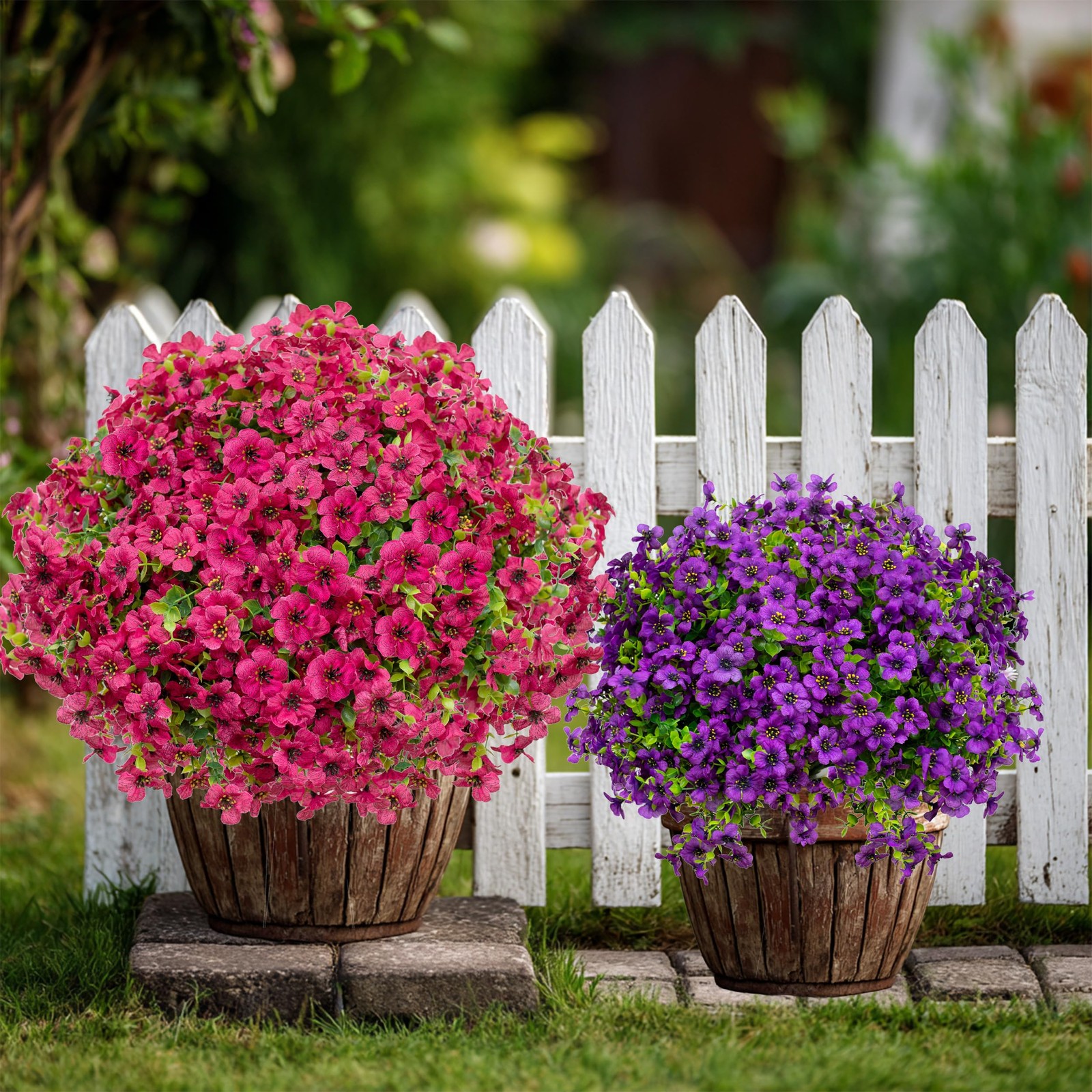 Artificial Flowers for Outdoors, 16 Bundles Fake Plants Red