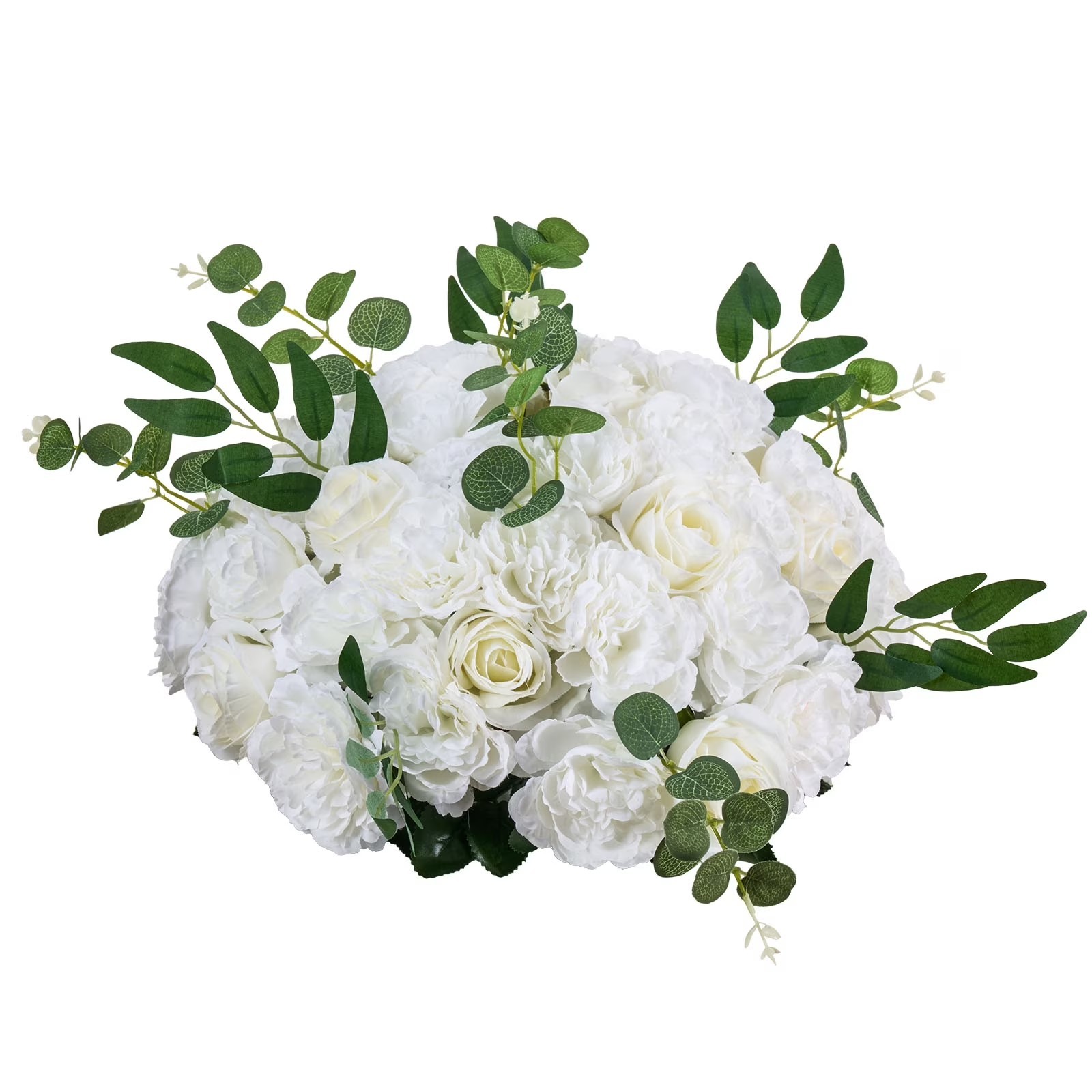 Set of 10 Artificial Flower Balls 17.7 Inch White Rose Arrangements Faux Floral