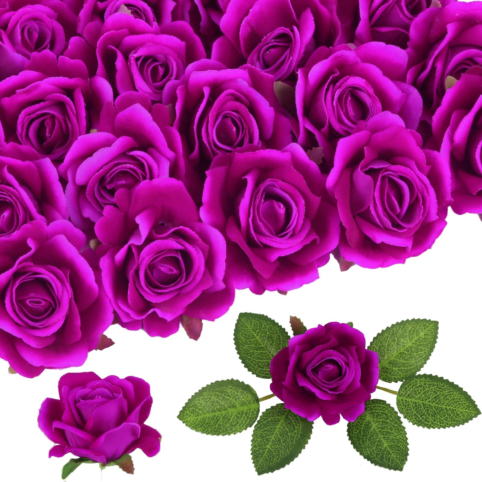 Artificial Velvet Roses 25pcs 2.75in Purple Fake Flower Heads Realistic Fake …