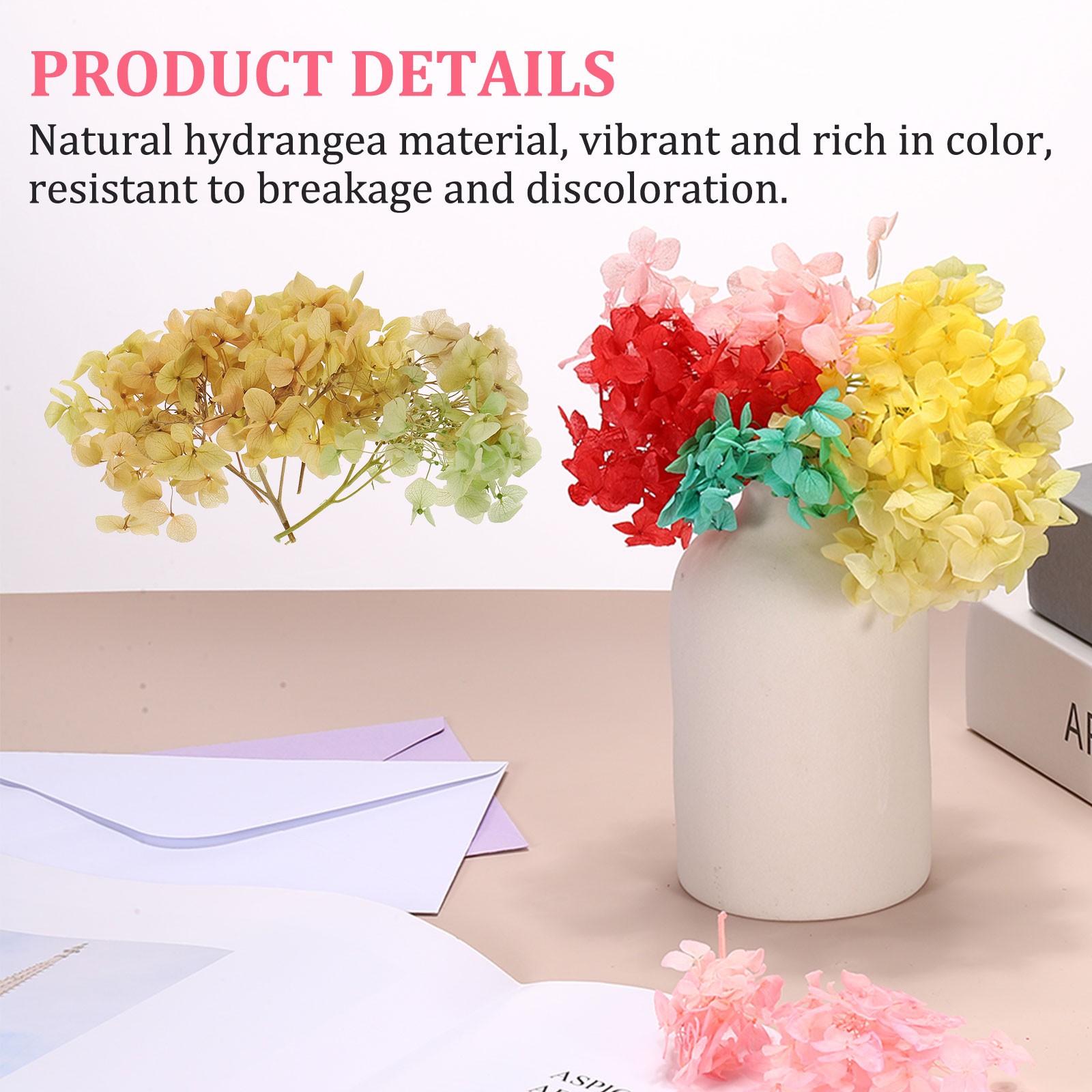 10g Mini Dried Hydrangea Flower Natural Pressed Flower Gradient Green Pink