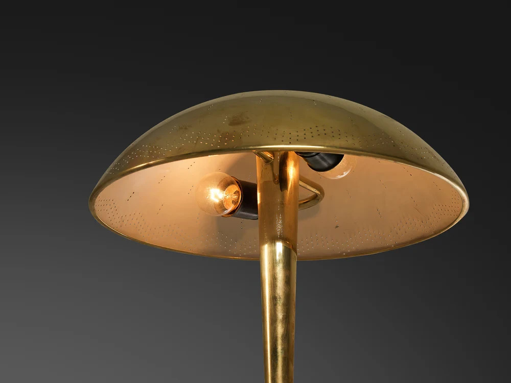 Brass Table Lamp – Mid Century Modern Perforated Dome Shade – Rare Colle