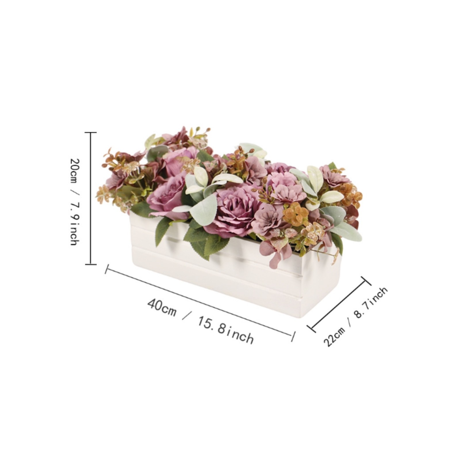 Flower Centerpiece with Wooden Planter Low-Height for Wedding Planners, Bride