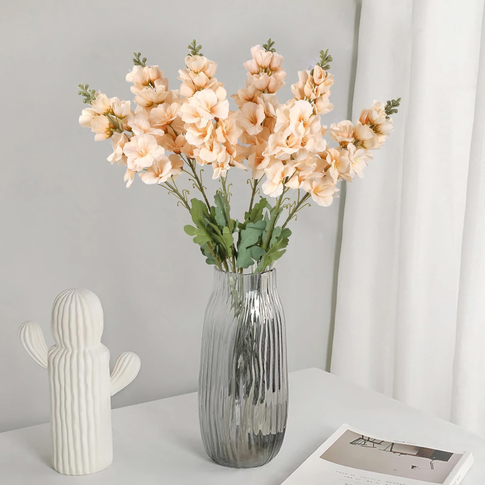 6PCS Gladiolus Artificial Flowers 33.5in Long Stem Fake Silk Flowers Faux Gla…