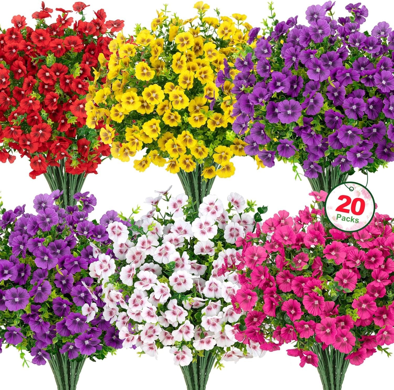 Low-Maintenance 20 Count Mixed Silk Flowers for Chic Home and Garden Designs