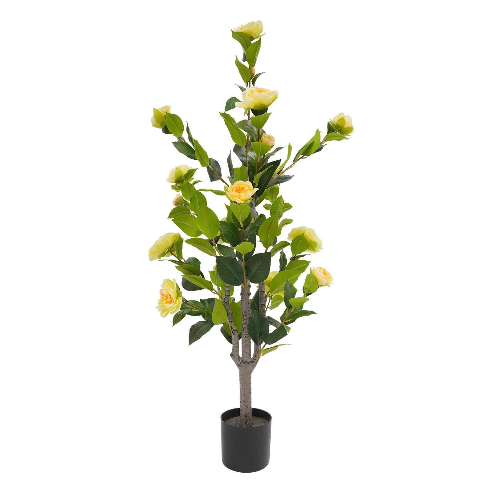 2 Pack Artificial Tea Rose Tree Artificial Plant 20 Yellow Flowers Each Piece