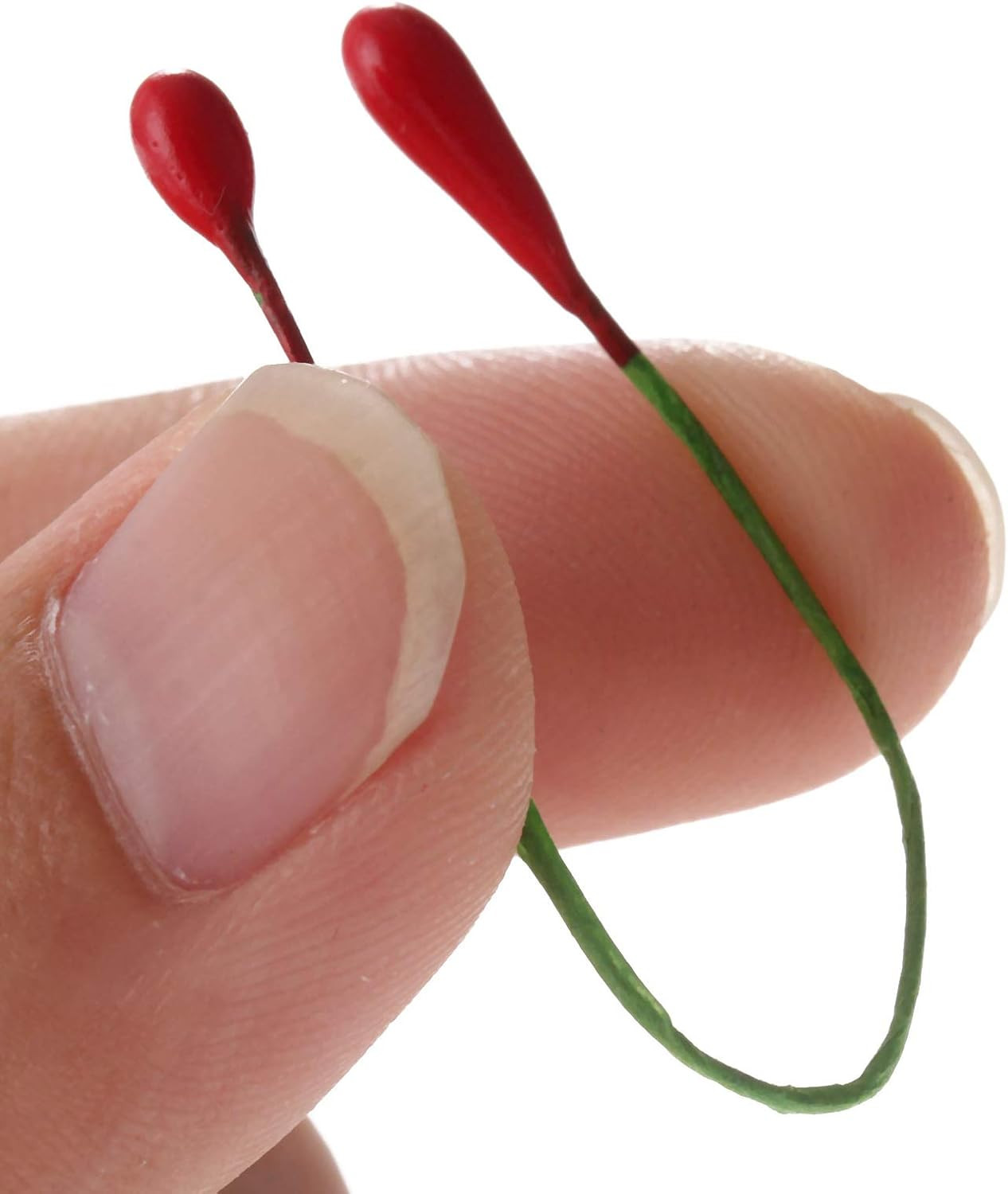 100Pcs Artificial round Flower Stamens Red Double Sided Holly Berries on Wire Wr