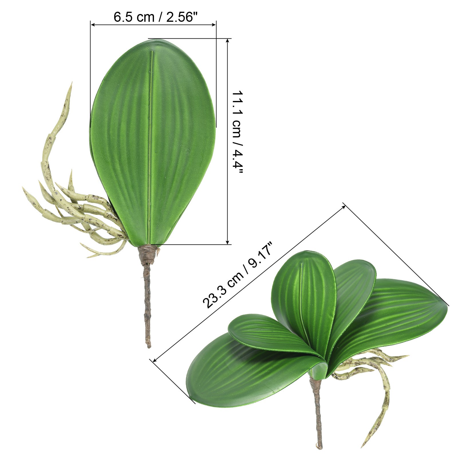 6 Pcs 4.3 Inch Faux Orchid Leaves 5 Petals Artificial Leaf with Stems
