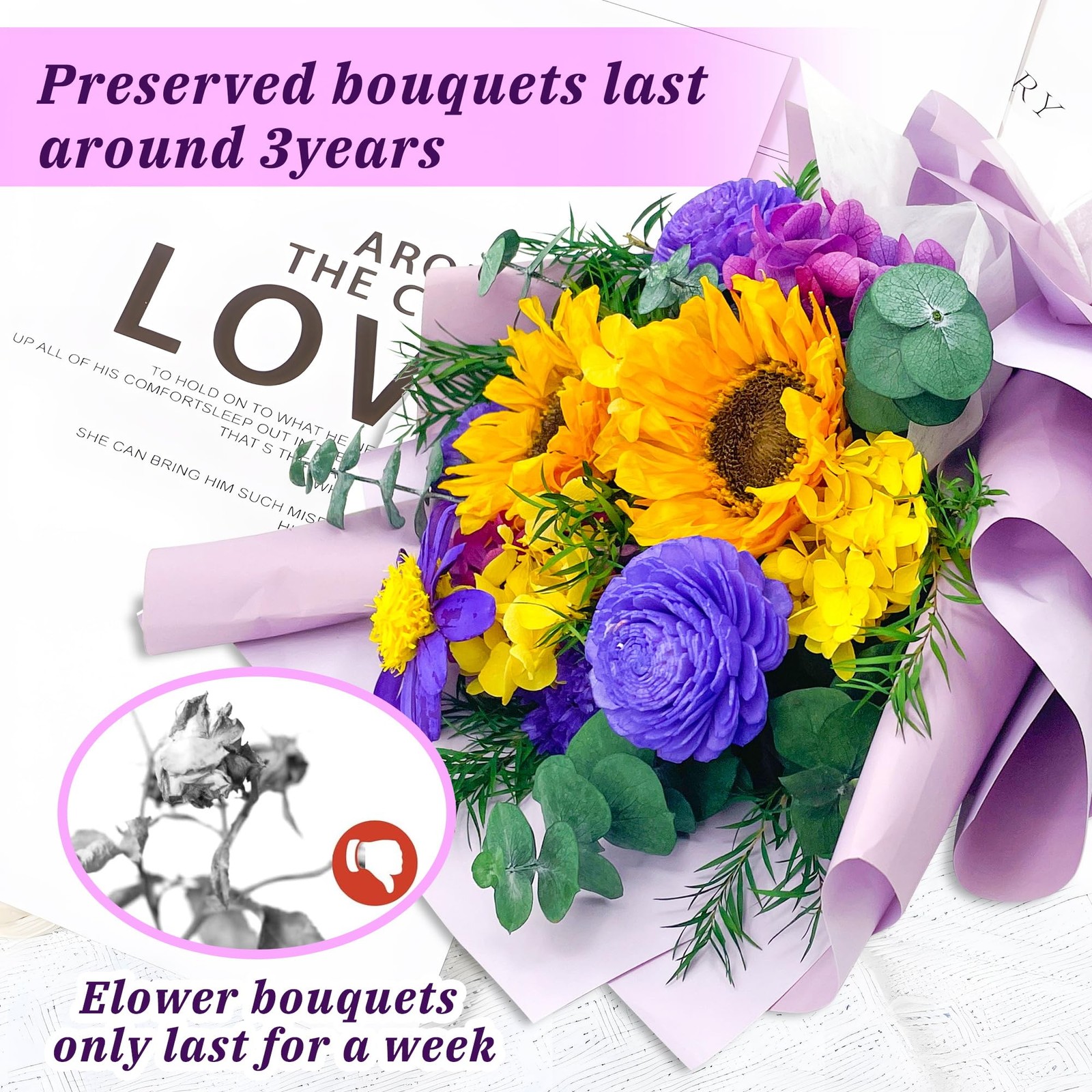 Flowers for Delivery Tomorrow, Preserved Flower Bouquet with , Dried Flowers …