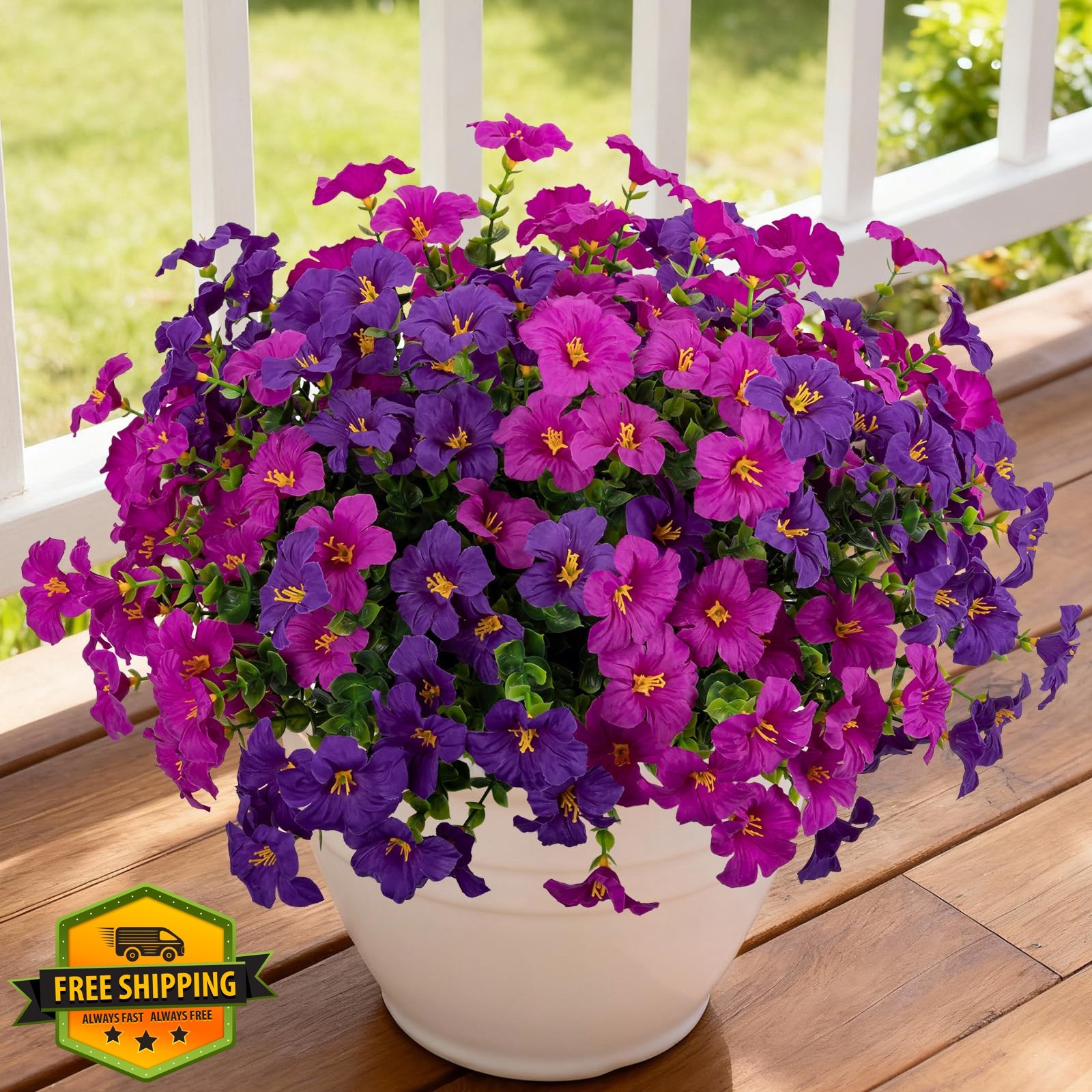 ALOXA Artificial Flowers Purple Fuchsia 12 Bundles